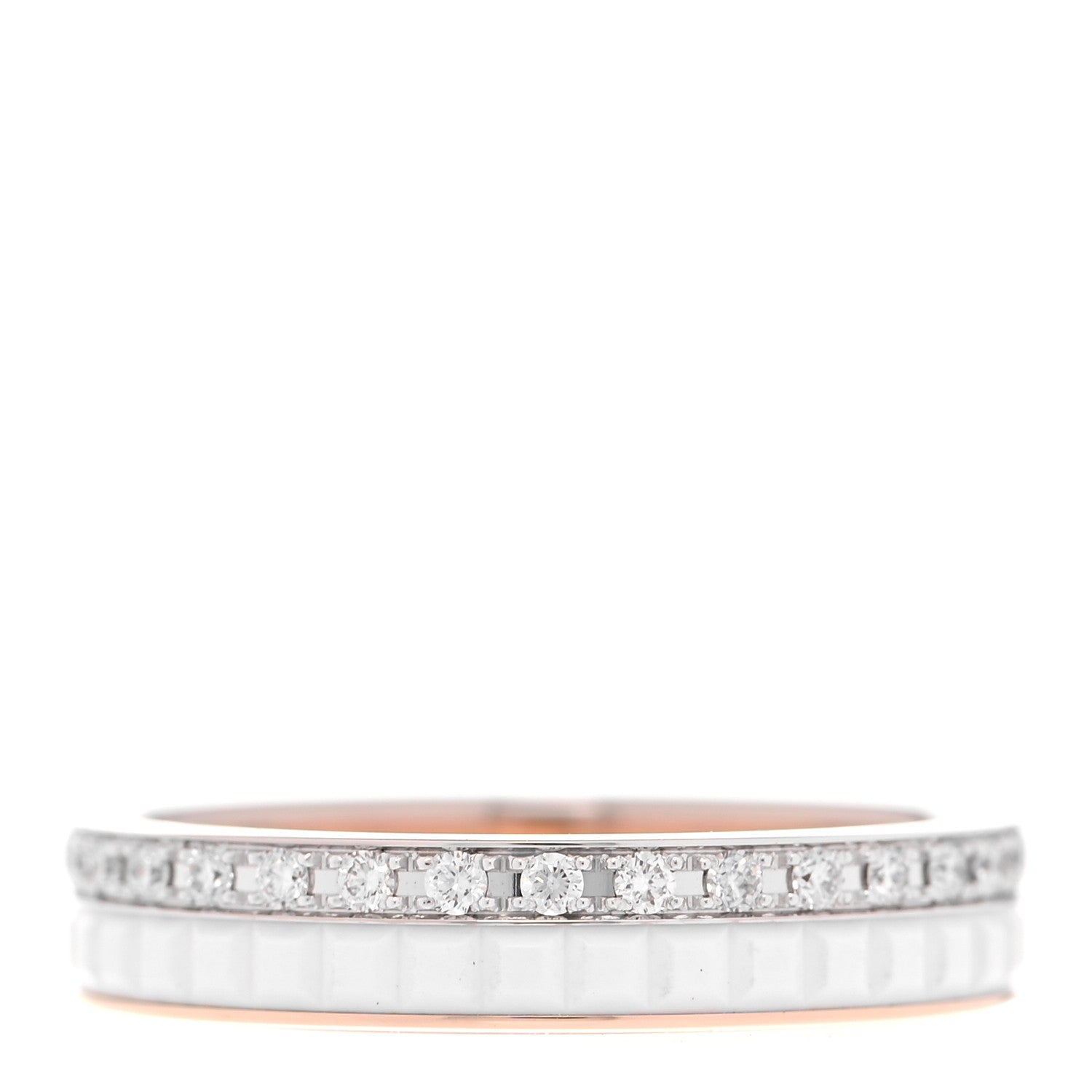 Boucheron 18K Pink White Gold Ceramic Diamond Quatre Classique Wedding Band Ring 50 5.25 1 of 4