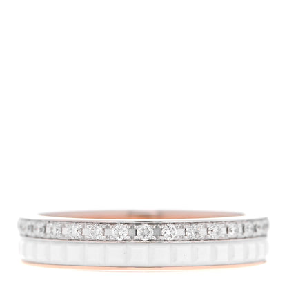Boucheron 18K Pink White Gold Ceramic Diamond Quatre Classique Wedding Band Ring 50 5.25 1 of 4