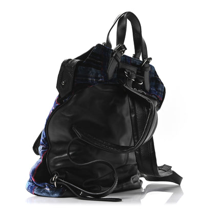 Christian Louboutin Velvet Tartan Spiked SYD Backpack Blue Khol Gun 3 of 10