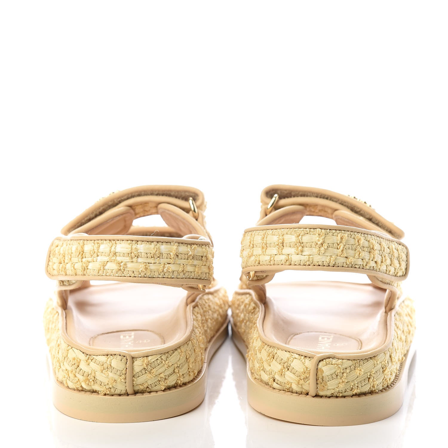 Chanel Braided Fabric Velcro Dad Sandals 35 Beige 7 of 11