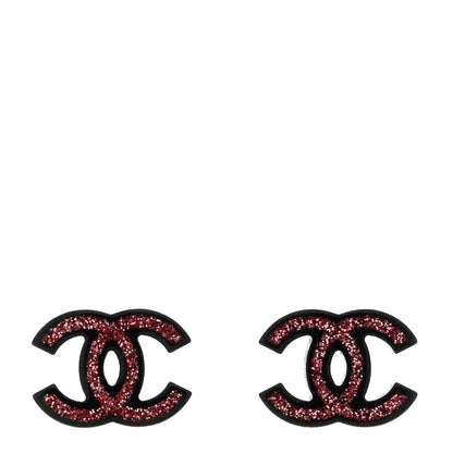 Chanel Glitter Resin CC Earrings Pink Black 1 of 4