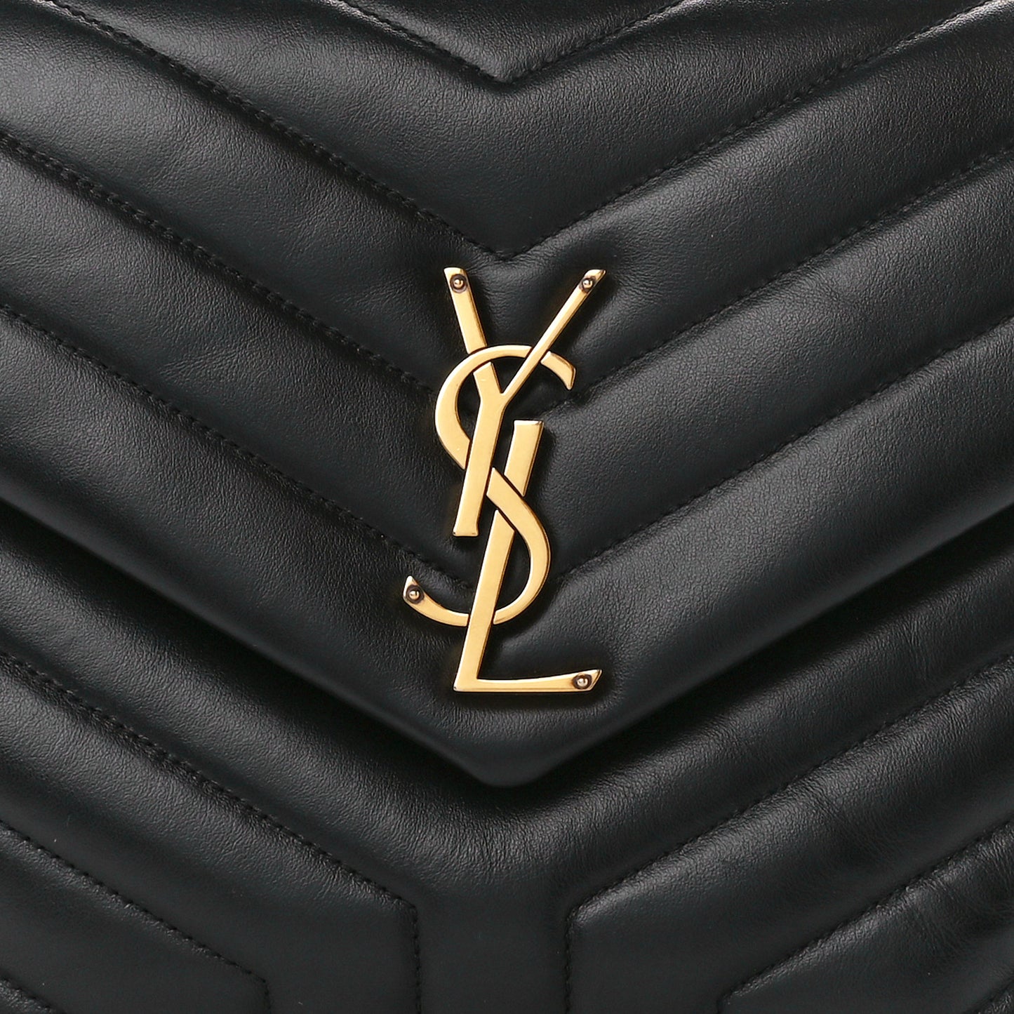 Calfskin Y Quilted Monogram Medium Loulou Chain Satchel Black
