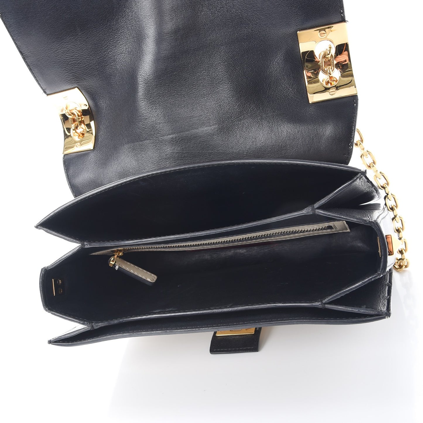 Nappa Striped B-Rockstud Flap Black Light Ivory