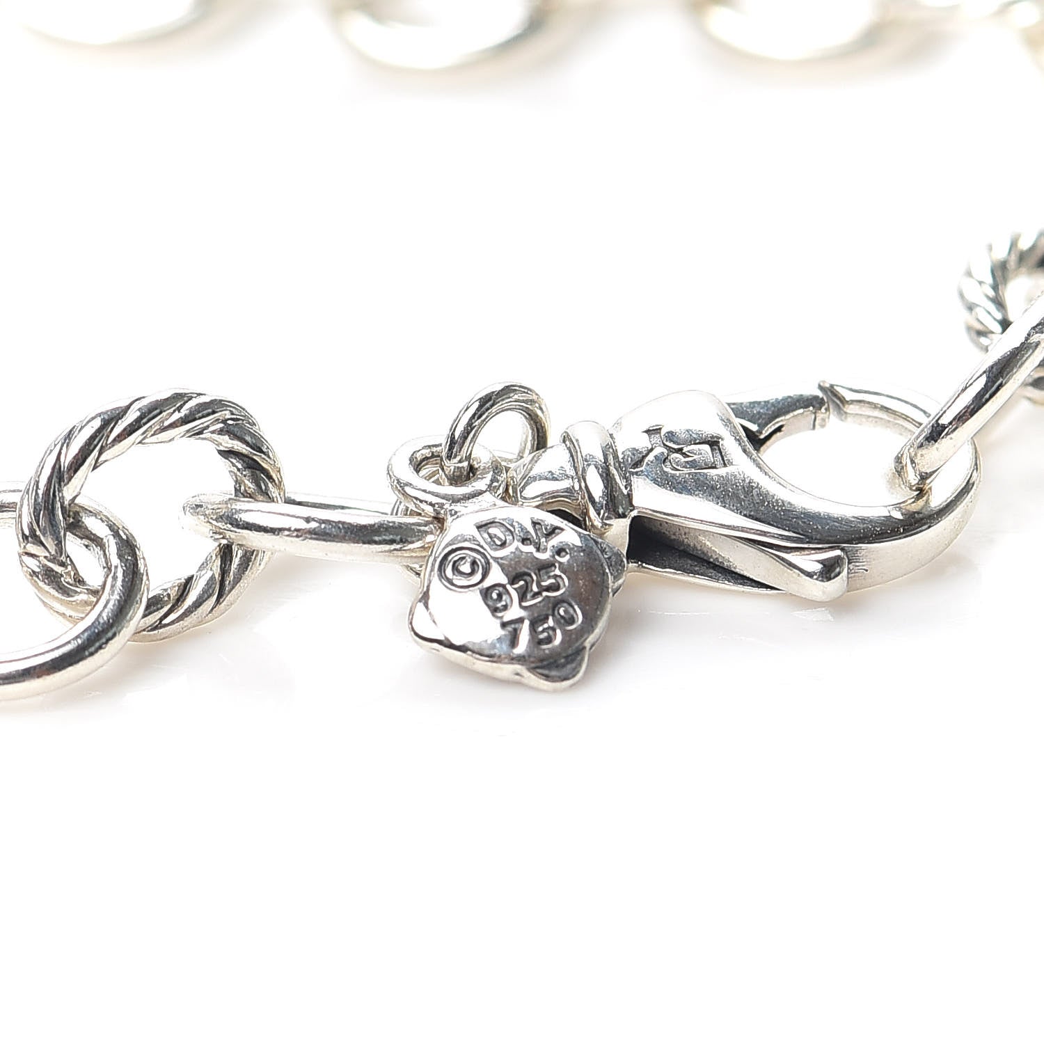 David Yurman Sterling Silver 18K Yellow Gold Cable Cookie Classic Heart Charm Bracelet 4 of 5