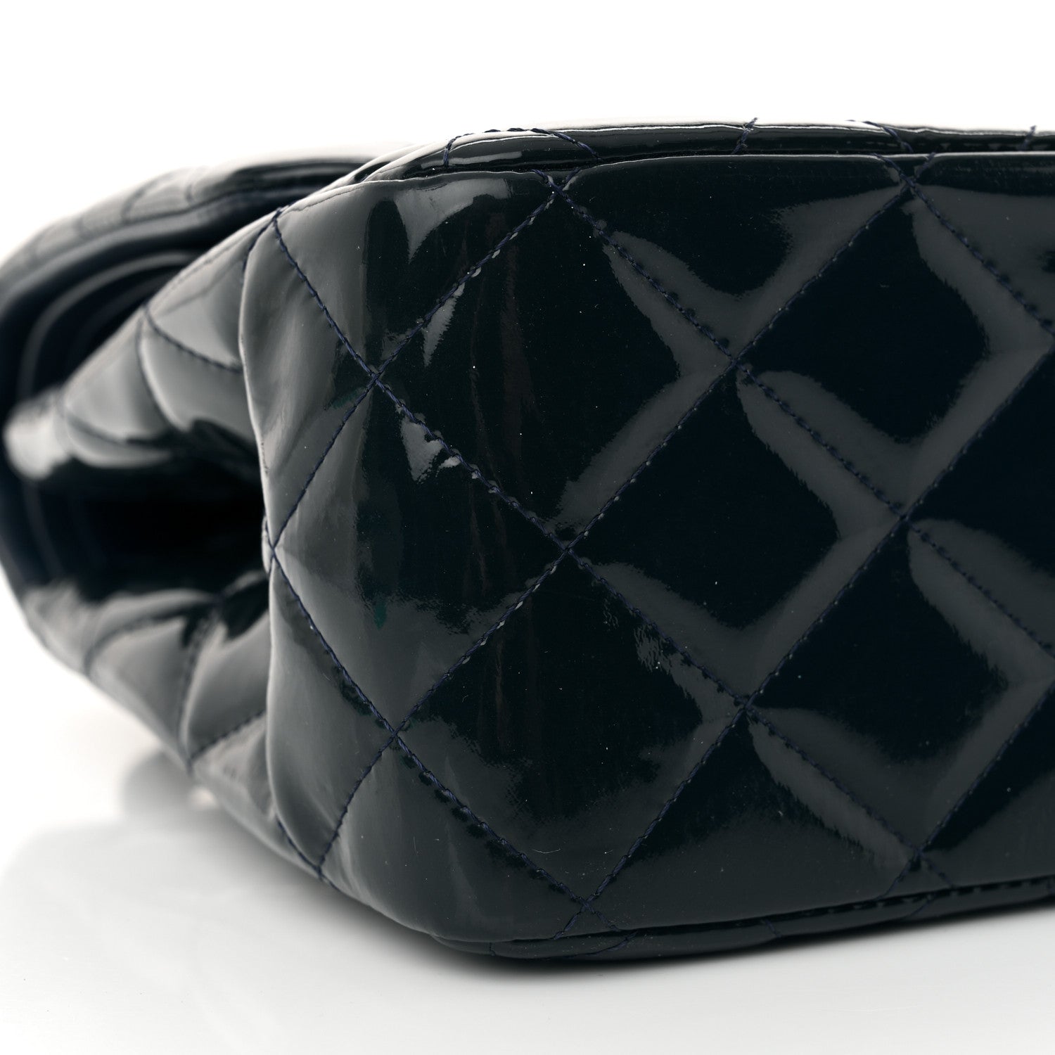 Chanel Patent Quilted Jumbo Double Flap Navy Blue 9 of 13