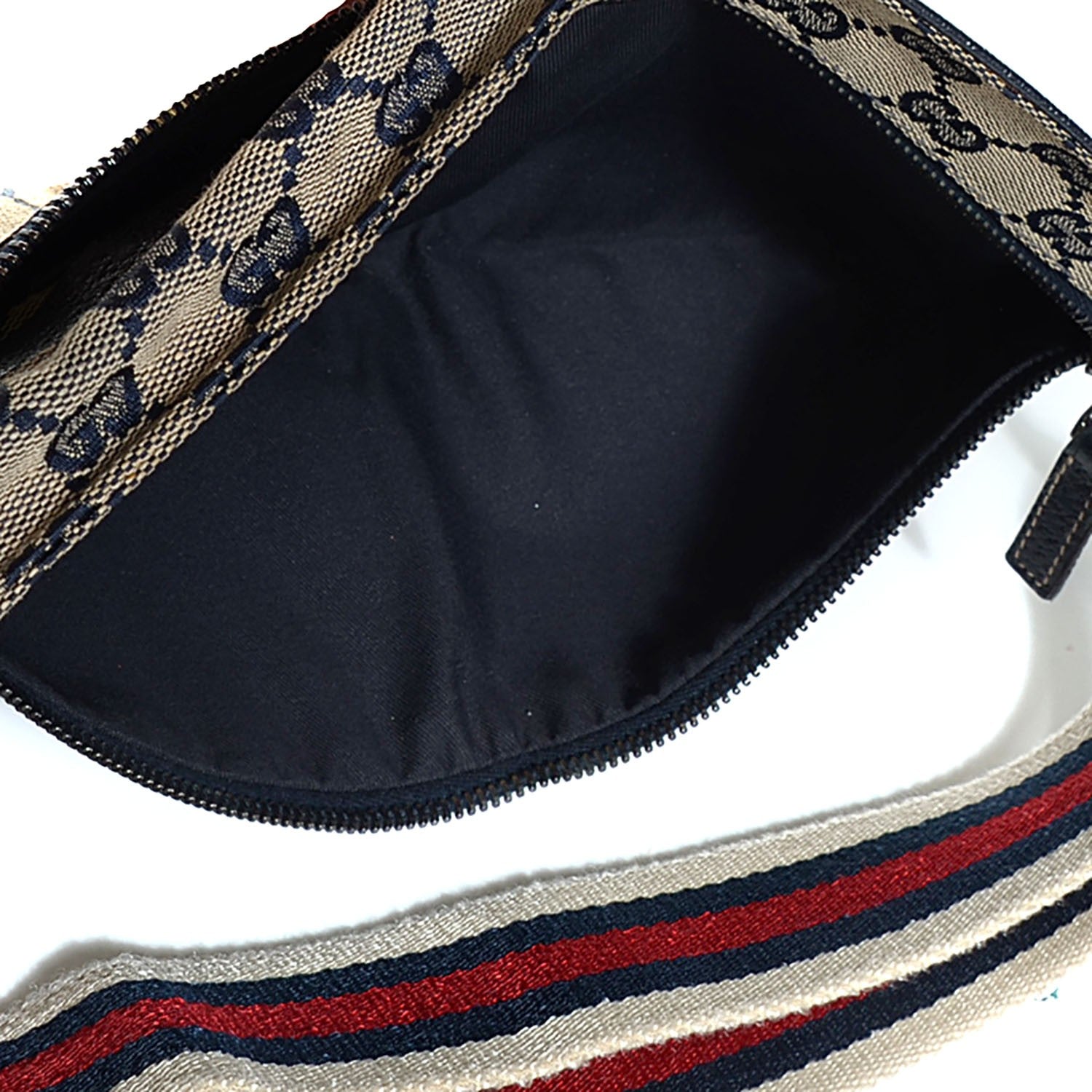 Gucci GG Monogram Web Double Pocket Belt Bag Navy 5 of 7