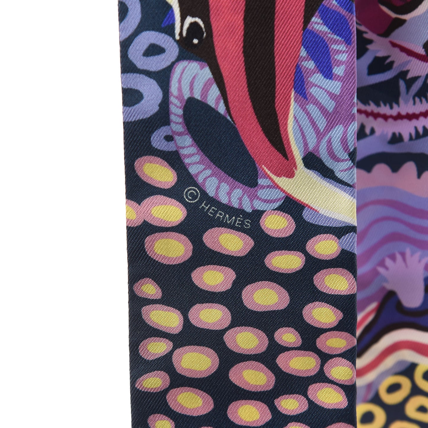 Silk Under The Waves Twilly Mauve Marine Jaune