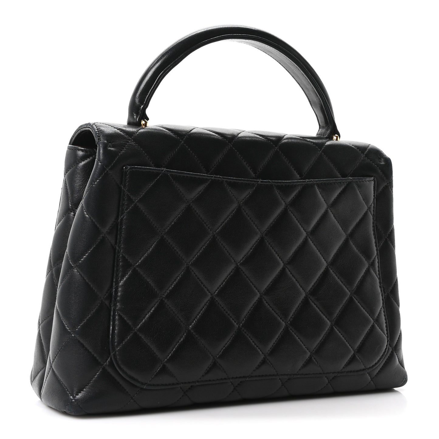 Lambskin Quilted Medium Kelly Flap Bag Black