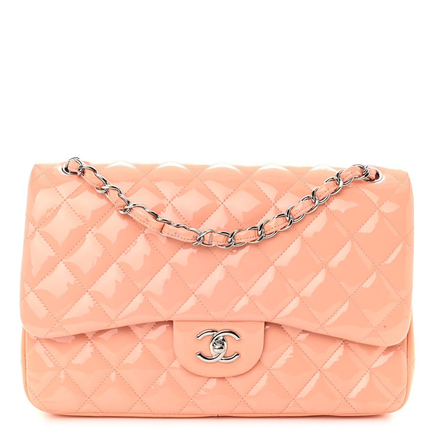 Patent Quilted Jumbo Double Flap Coral