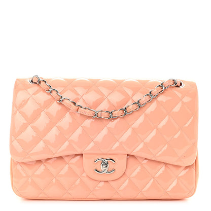 Chanel Patent Quilted Jumbo Double Flap Coral 1 of 13