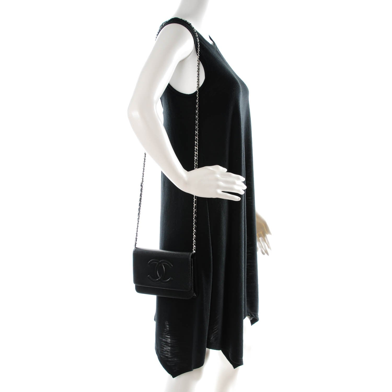Chanel Caviar Timeless CC Wallet On Chain WOC Black 2 of 8