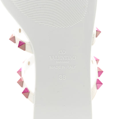 Valentino Garavani Nappa Rockstud Caged Flat Slide Sandals 38 Optic White Pink 7 of 8