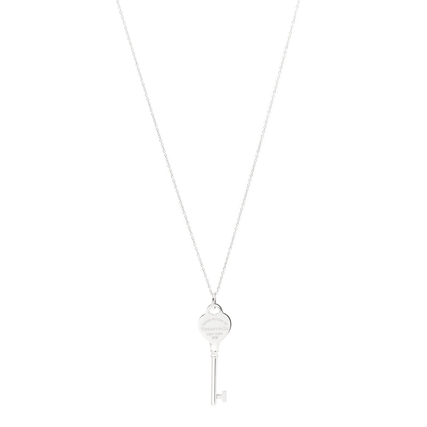 Tiffany Sterling Silver Return to Tiffany Heart Key Pendant Necklace 1 of 6