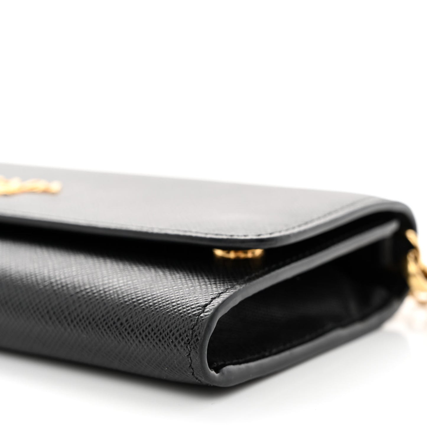 Saffiano Wallet on Chain Black
