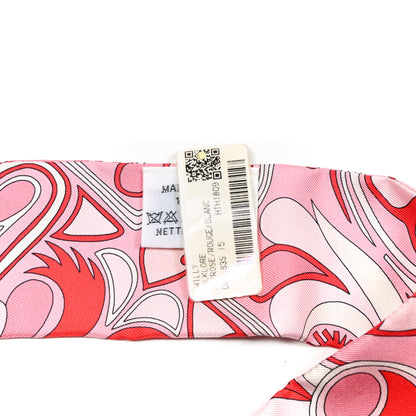 Hermes Silk Folklore Twilly Rose Rouge White 4 of 4