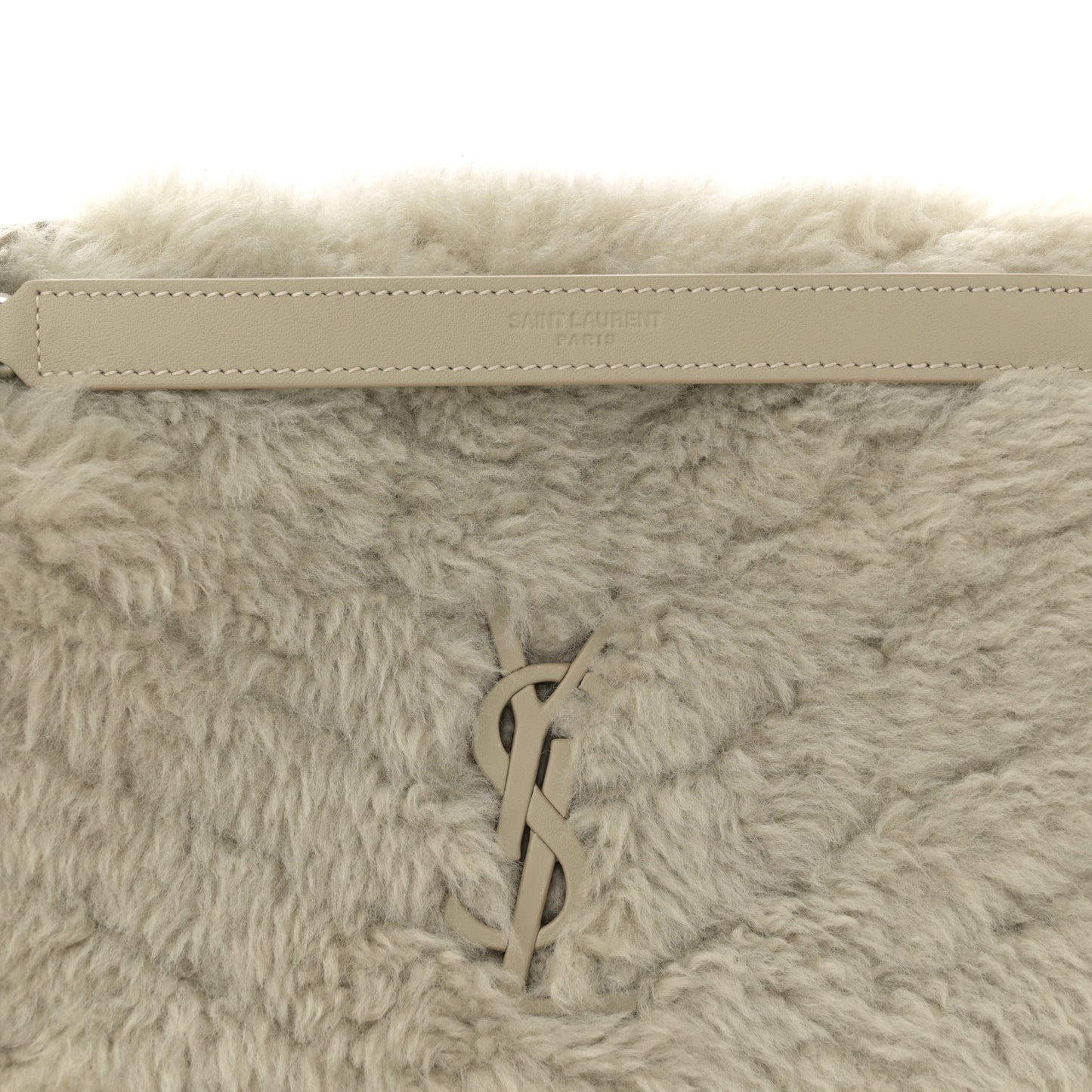 Calfskin Shearling Monogram Medium Niki Chain Satchel Grey
