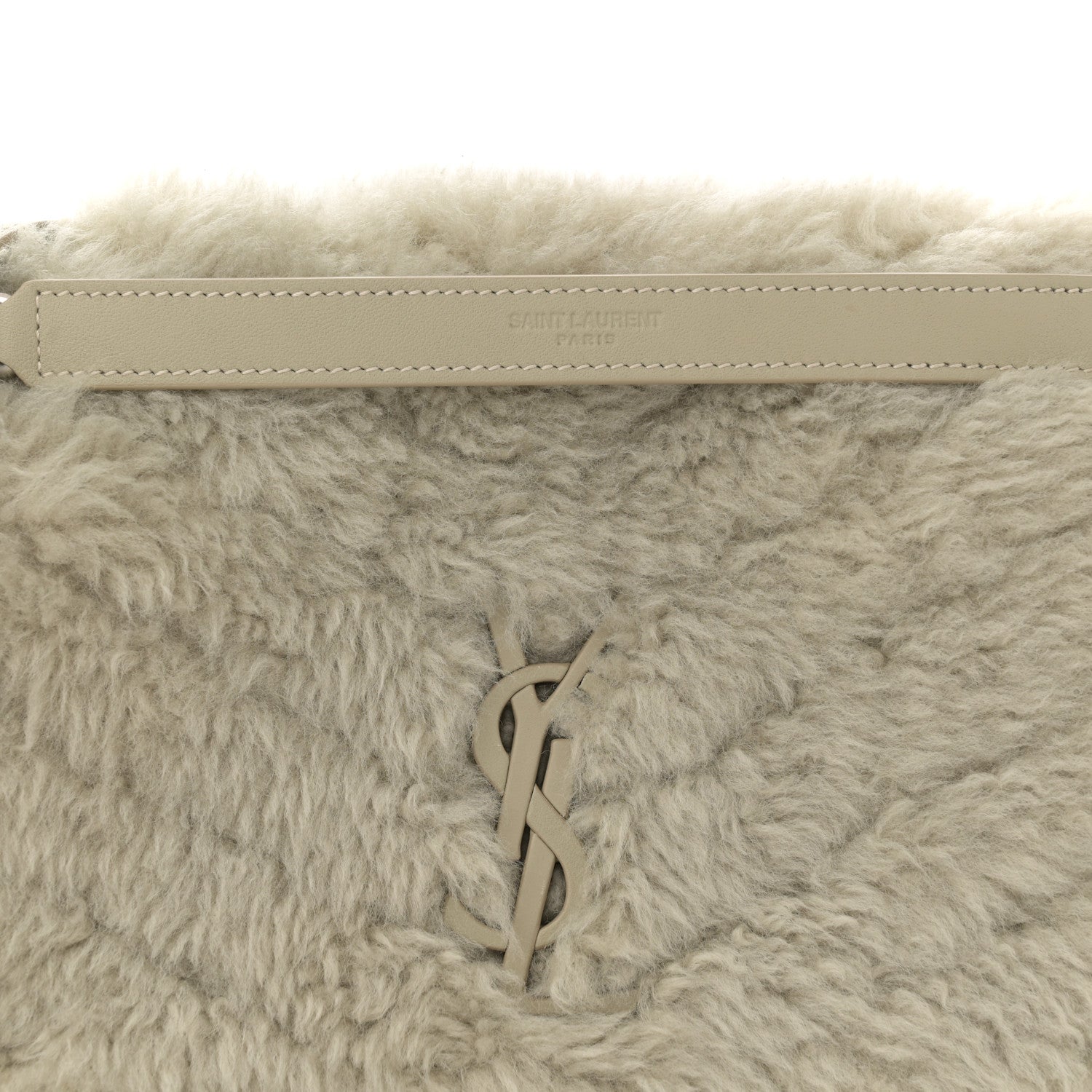 Saint Laurent Calfskin Shearling Monogram Medium Niki Chain Satchel Grey 8 of 11