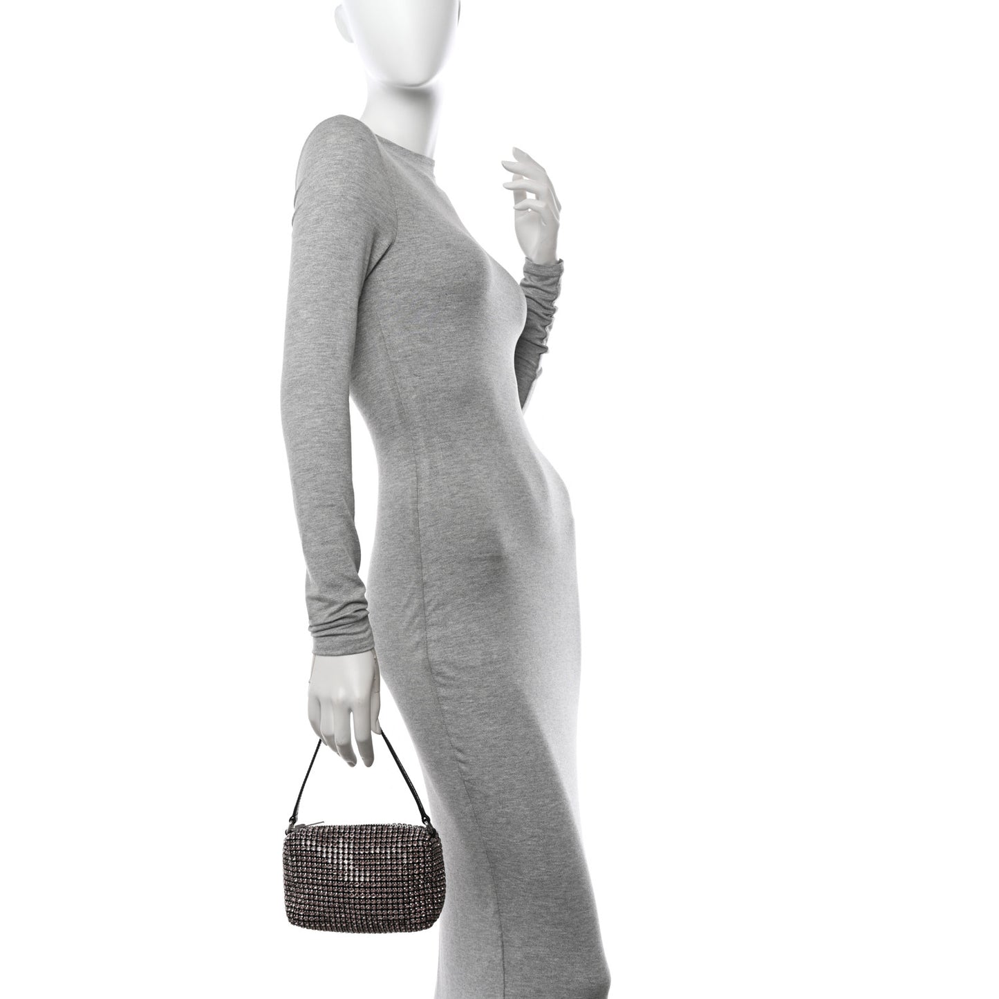 Mesh Crystal Rhinestone Mini Heiress Pouch Sandstone