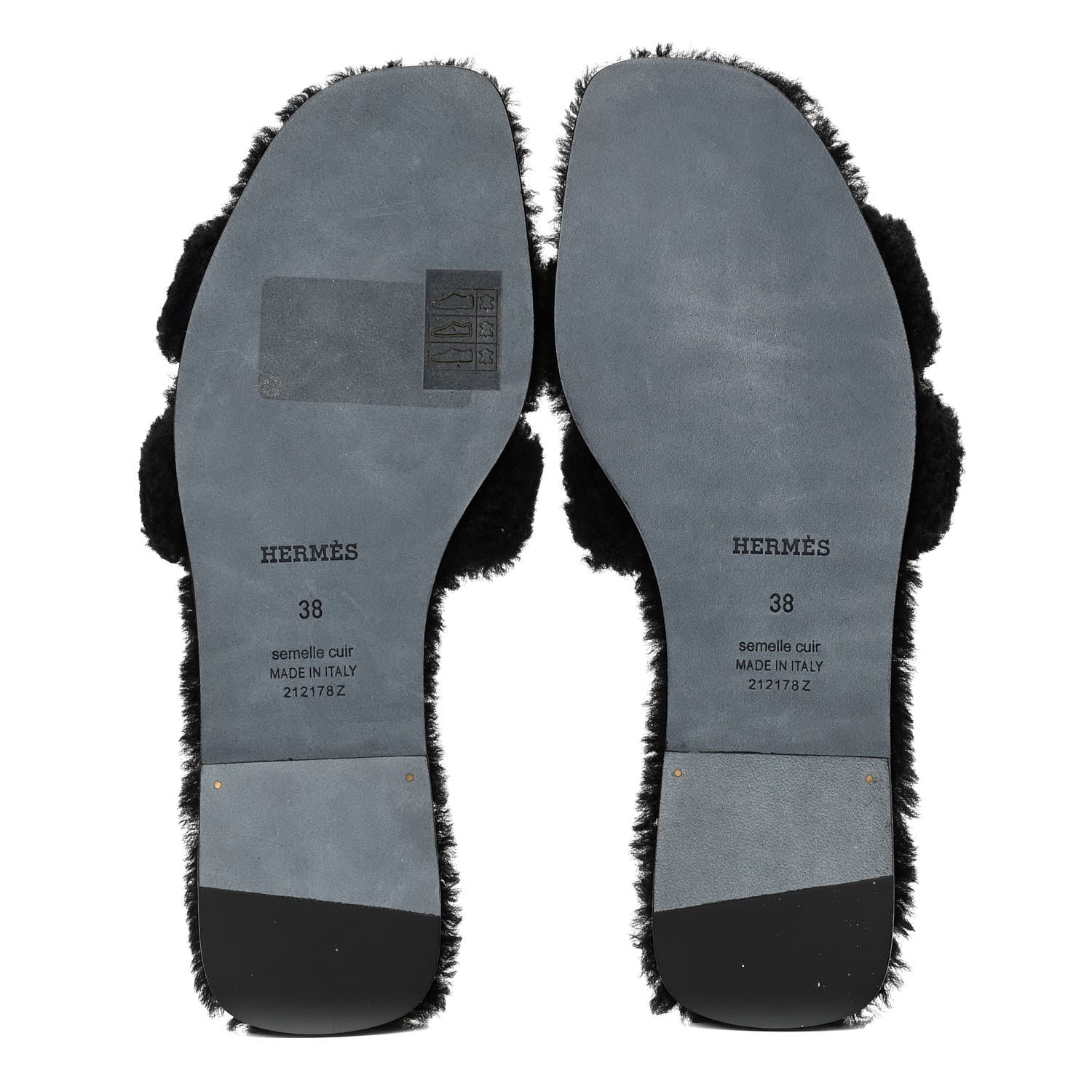 Hermes Woolskin Oran Sandals 38 Black 4 of 4
