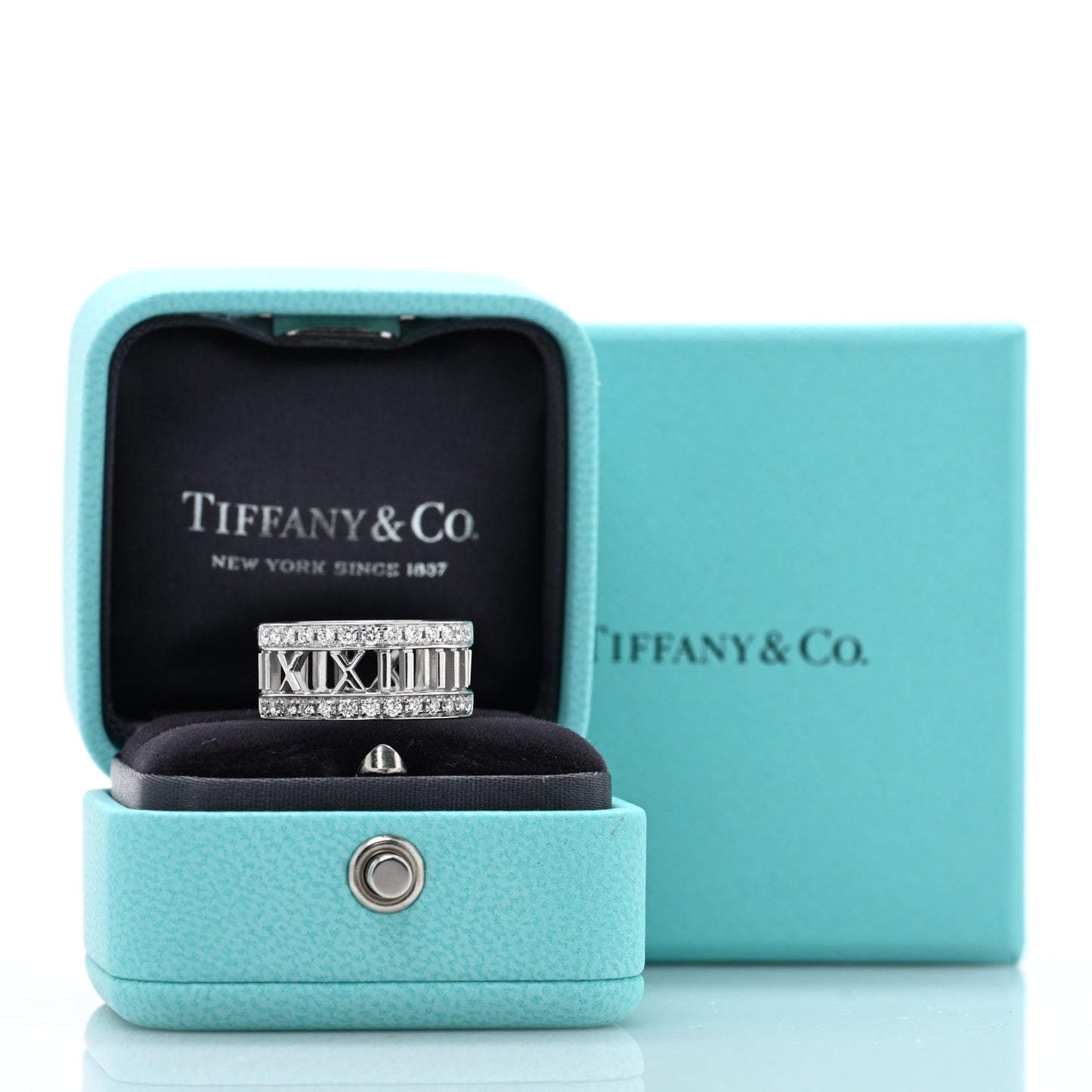 18K White Gold Diamond Wide Atlas Open Ring 52 6