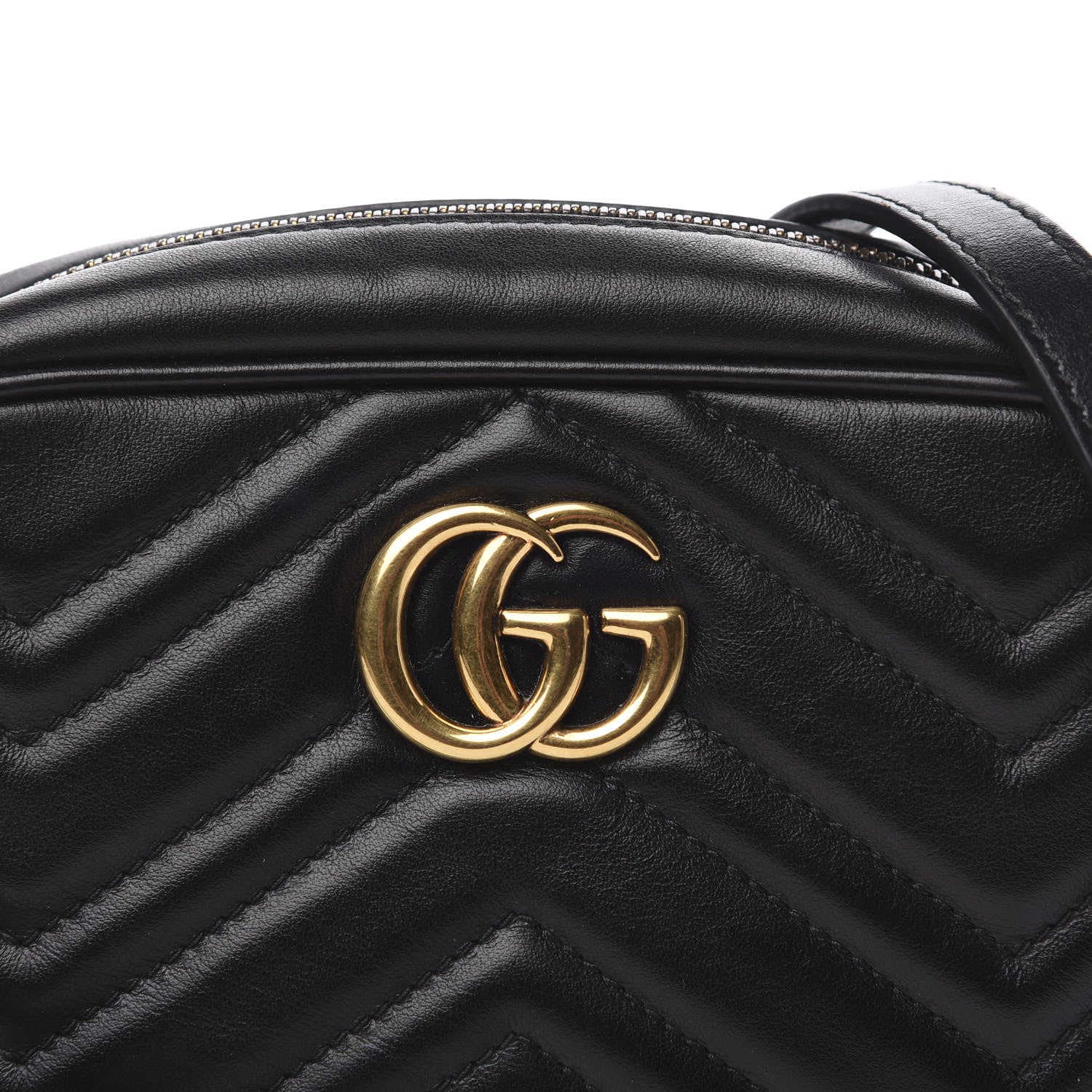 Gucci Calfskin Matelasse Mini GG Marmont Chain Shoulder Bag Black 11 of 12