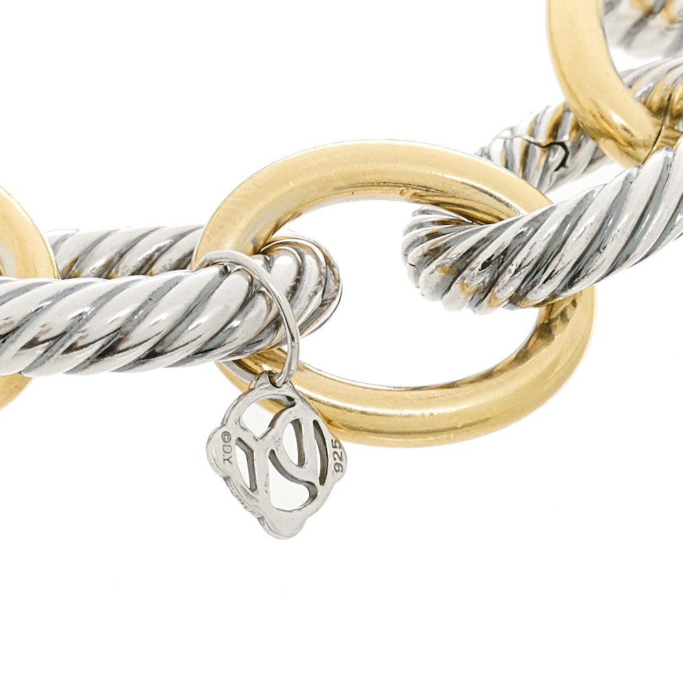 David Yurman Sterling Silver 18K Yellow Gold 18mm Extra Large Oval Link Bracelet 3 of 3