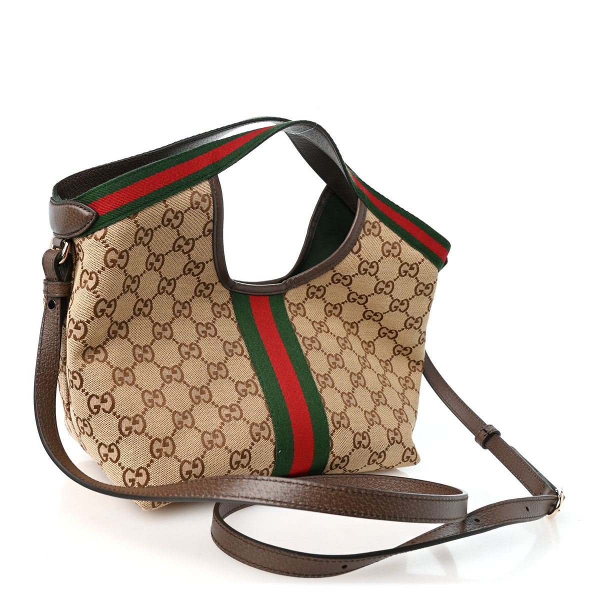Monogram Web Small Giglio Tote Beige Dark Brown