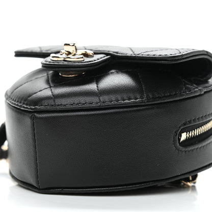 Chanel Lambskin Quilted CC In Love Heart Waist Belt Bag With Chain Black 10 of 11