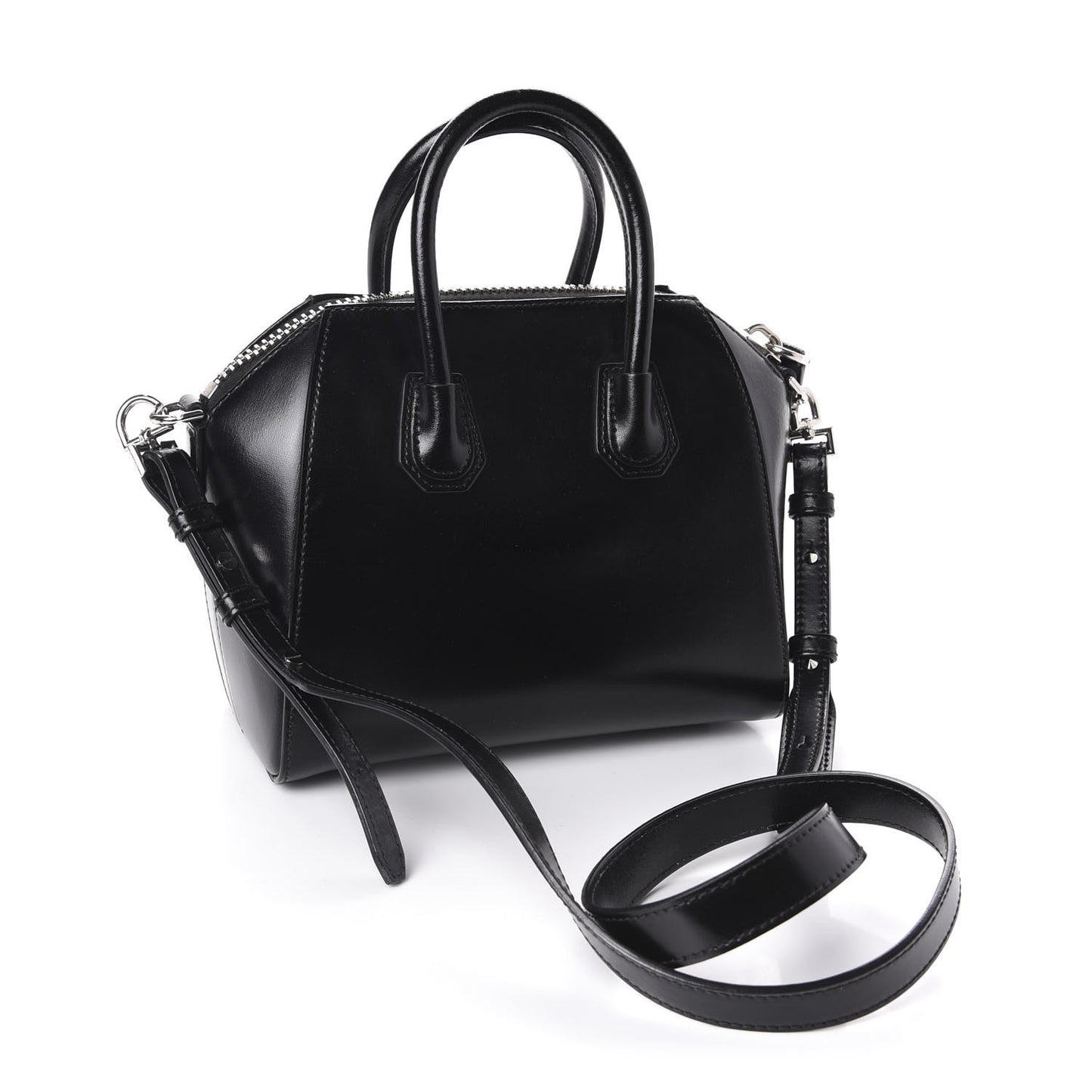 Shiny Lord Calfskin Mini Antigona Black