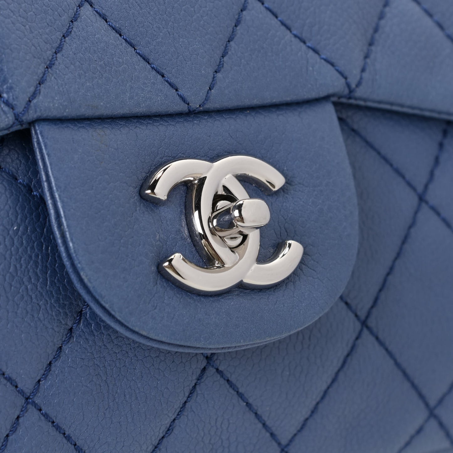 Washed Caviar Jumbo Single Flap Blue