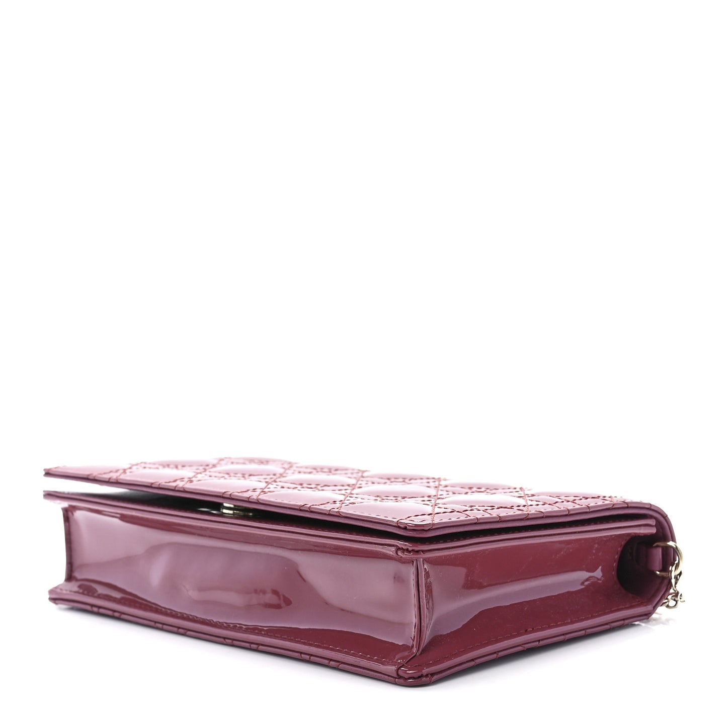 Patent Cannage Lady Dior Convertible Clutch Mallow Rose