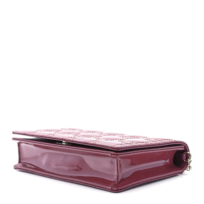Christian Dior Patent Cannage Lady Dior Convertible Clutch Mallow Rose 10 of 12