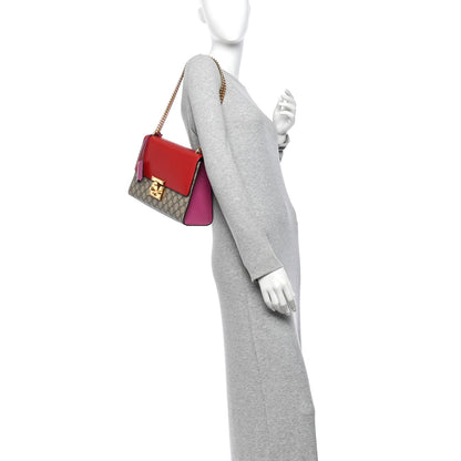Gucci GG Supreme Monogram Calfskin Medium Padlock Shoulder Bag Beige Hibiscus Red New Rosette 2 of 10