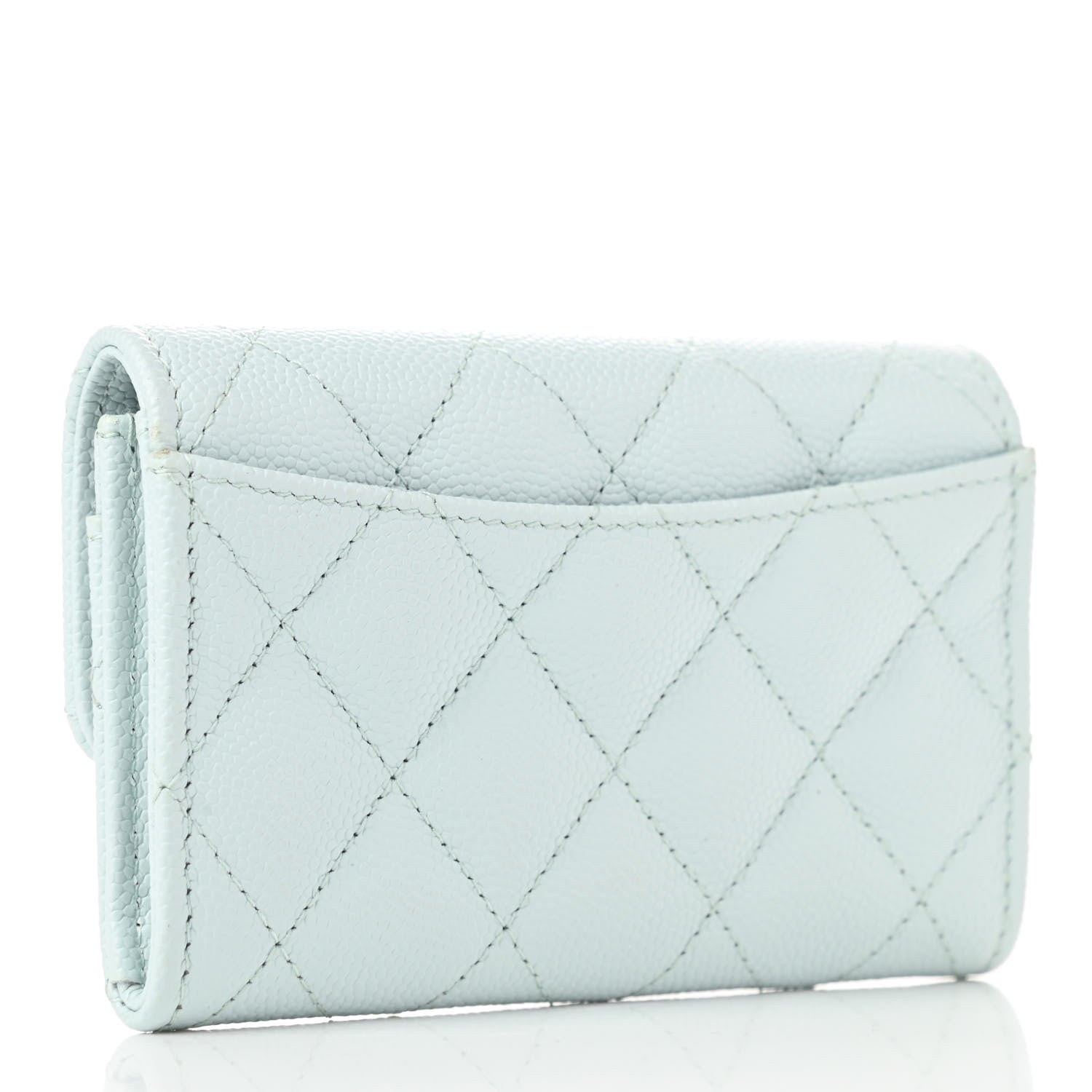 Chanel Caviar Quilted Flap Card Holder Wallet Light Blue 3 of 8