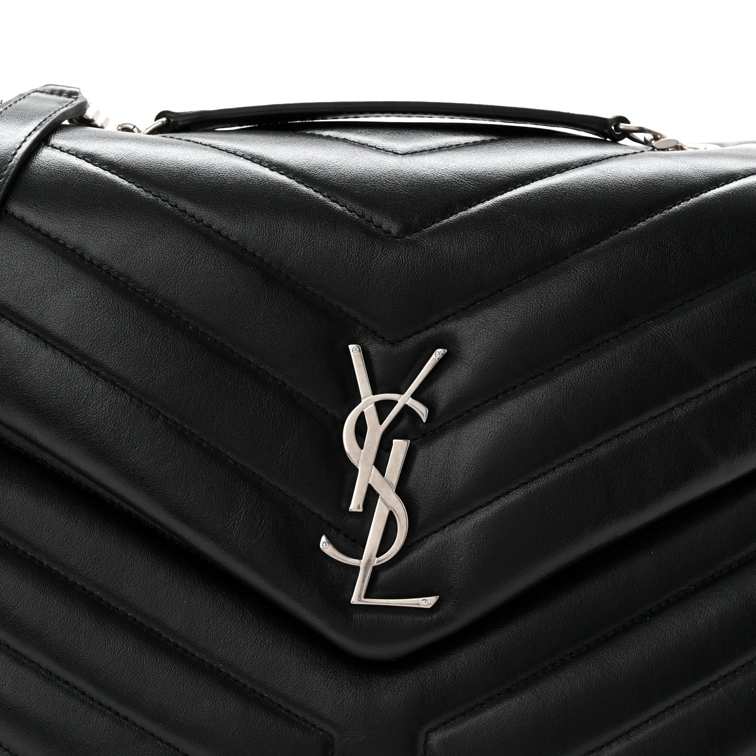 Saint Laurent Calfskin Y Quilted Monogram Medium Loulou Chain Satchel Black 8 of 10