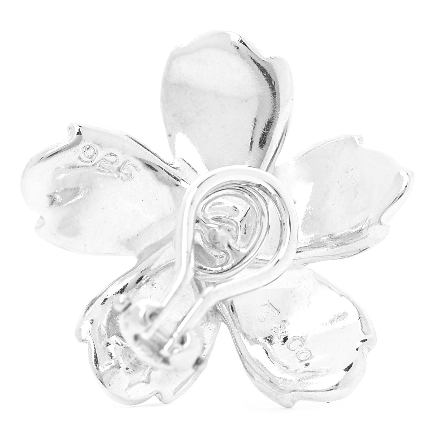 Tiffany Sterling Silver Dogwood Blossom Flower Earrings 5 of 5