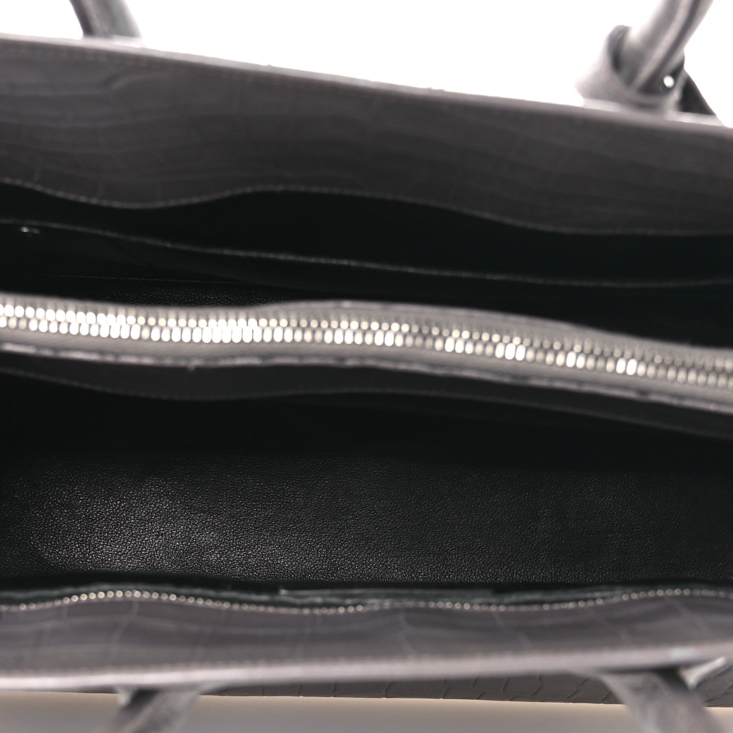 Saint Laurent Calfskin Crocodile Embossed Small Sac de Jour Fog 5 of 19