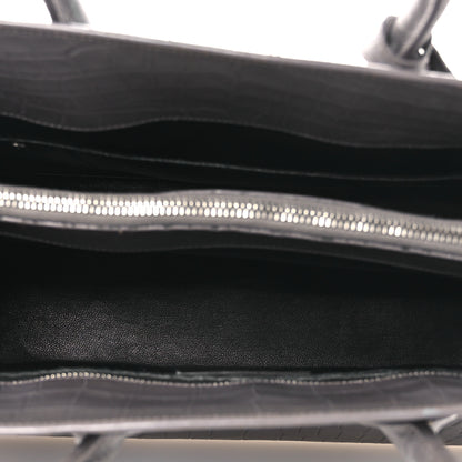 Saint Laurent Calfskin Crocodile Embossed Small Sac de Jour Fog 5 of 19