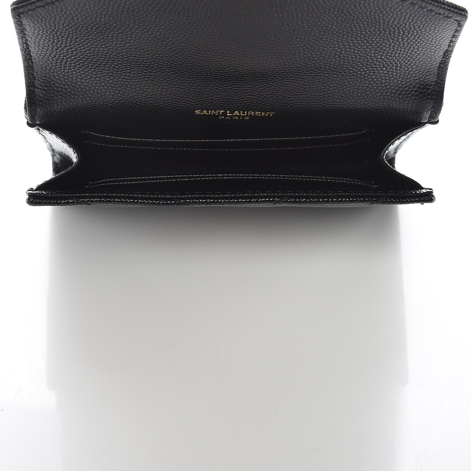 Saint Laurent Grain De Poudre Matelasse Chevron Small Monogram Envelope Wallet Black 5 of 7