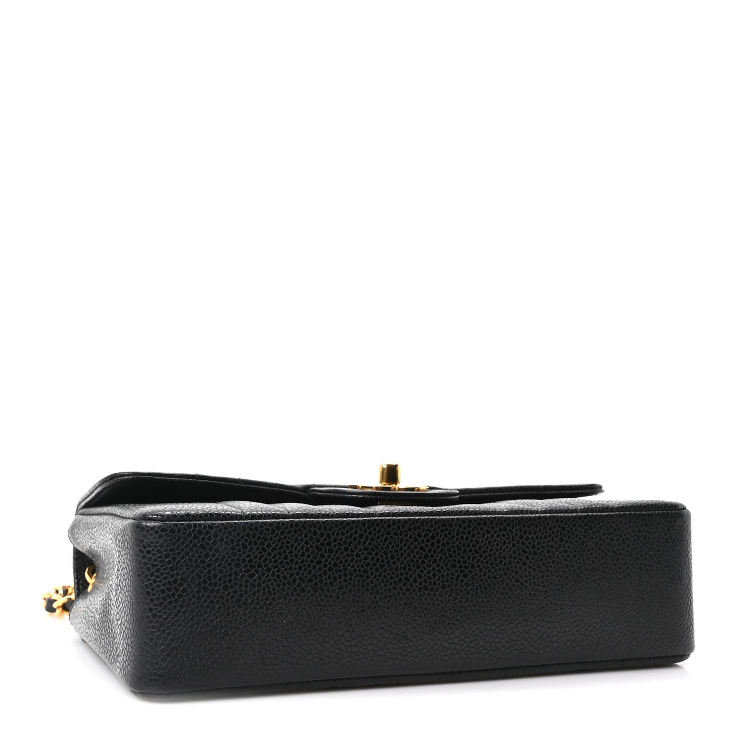 Caviar Vertical Quilted Small Single Flap Black