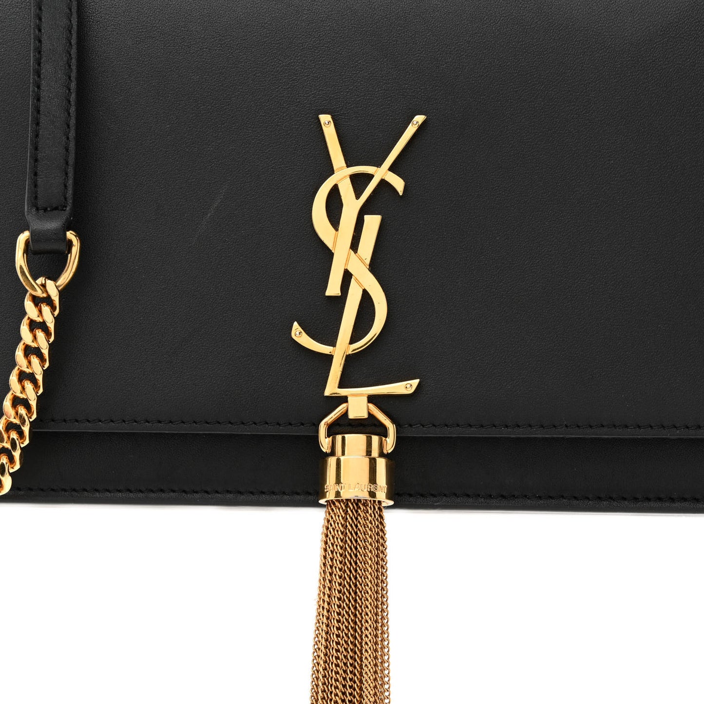 Smooth Calfskin Classic Monogram Kate Tassel Chain Wallet Black