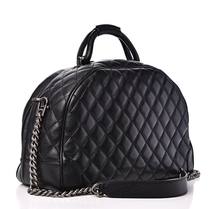 Chanel Calfskin Quilted Medium Airlines Round Trip Bowling Bag Black 2 of 11