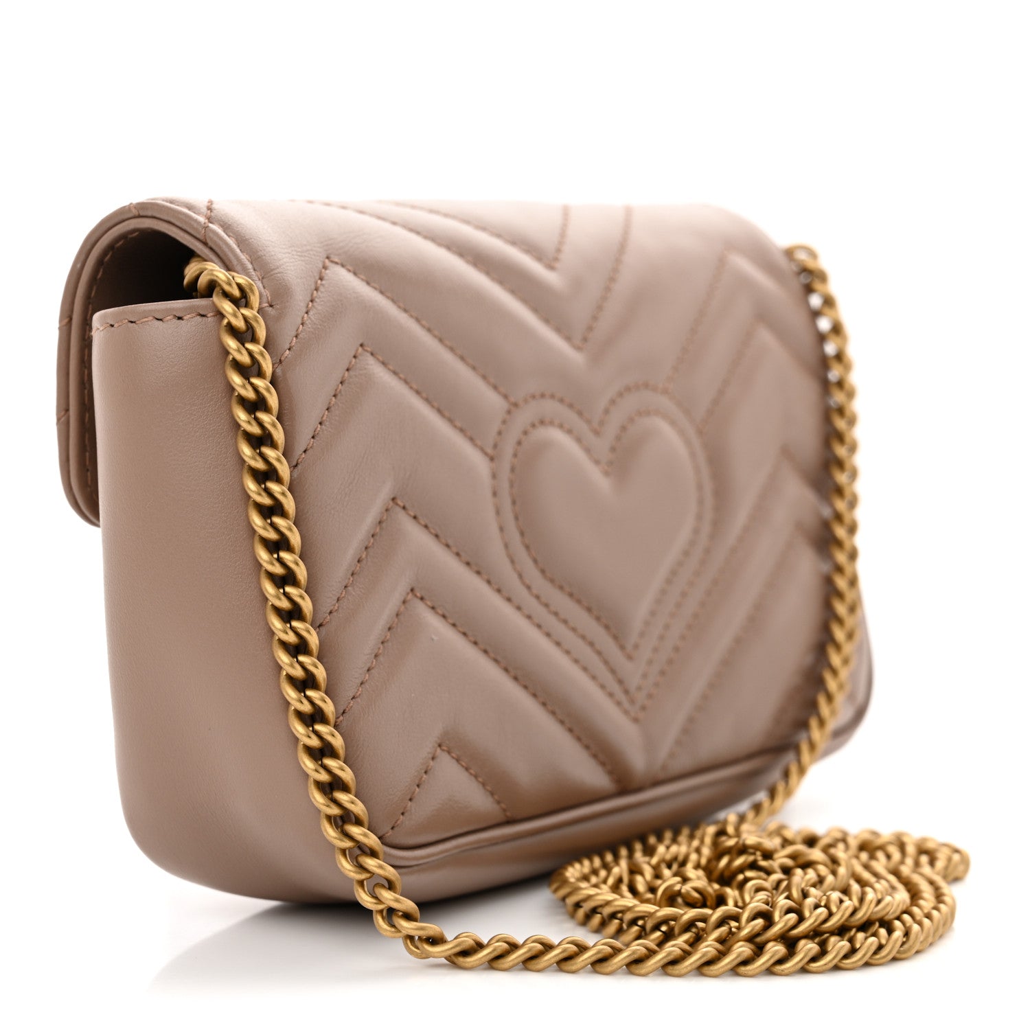 Gucci Calfskin Matelasse Super Mini GG Marmont Shoulder Bag Porcelain Rose 3 of 11