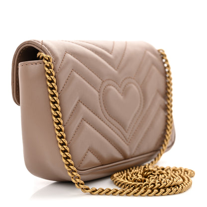 Gucci Calfskin Matelasse Super Mini GG Marmont Shoulder Bag Porcelain Rose 3 of 11