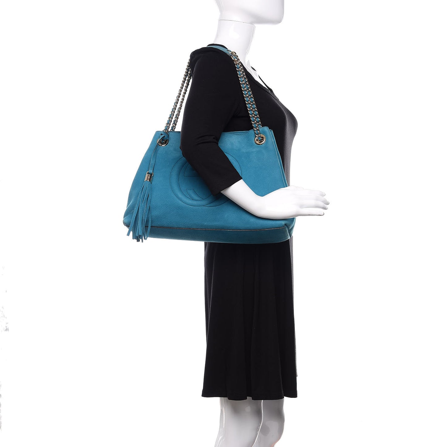 Vitello Range Medium Soho Chain Shoulder Bag Deep Cobalt