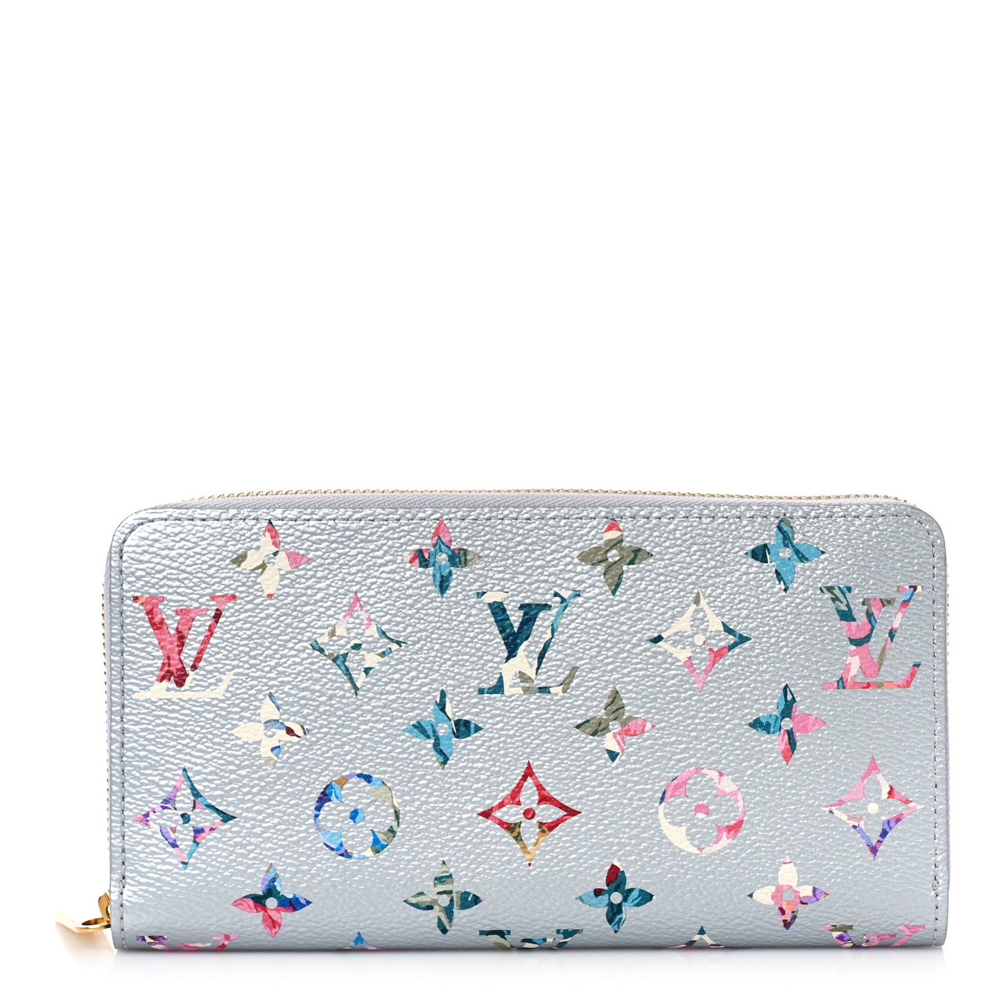 Metallic Monogram LV Garden Zippy Wallet Silver