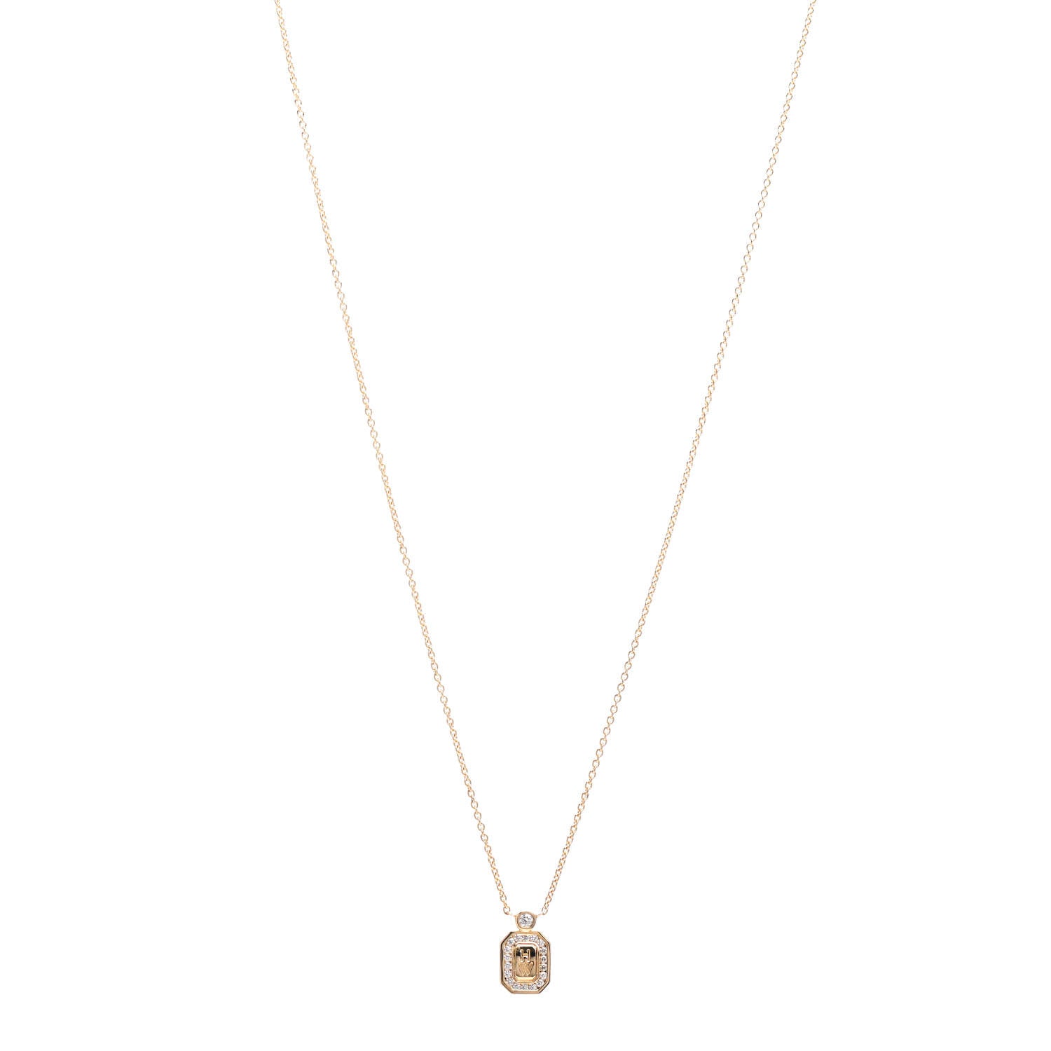 Harry Winston 18K Yellow Gold Diamond HW Logo Pendant Necklace 1 of 4