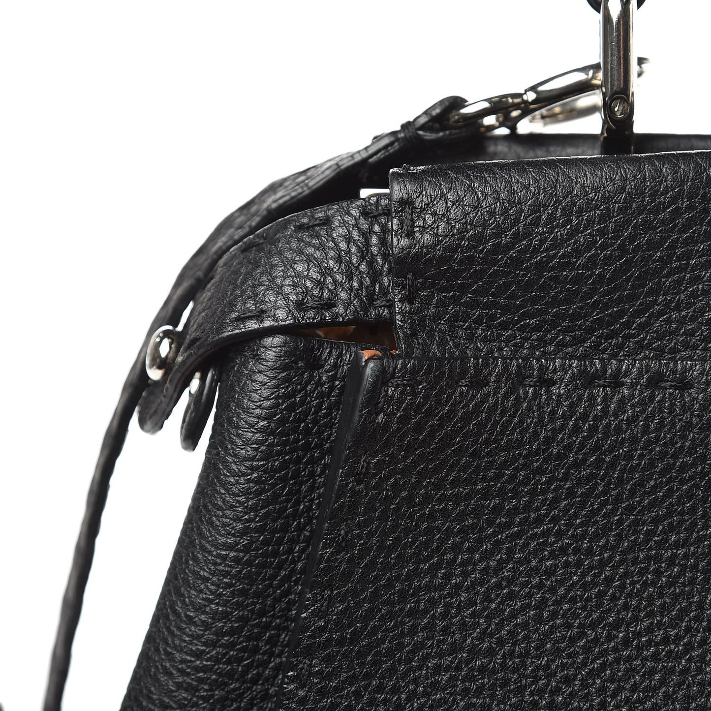 Cuoio Romano Selleria Bi-Color Medium Peekaboo Iconic Satchel Black Mou