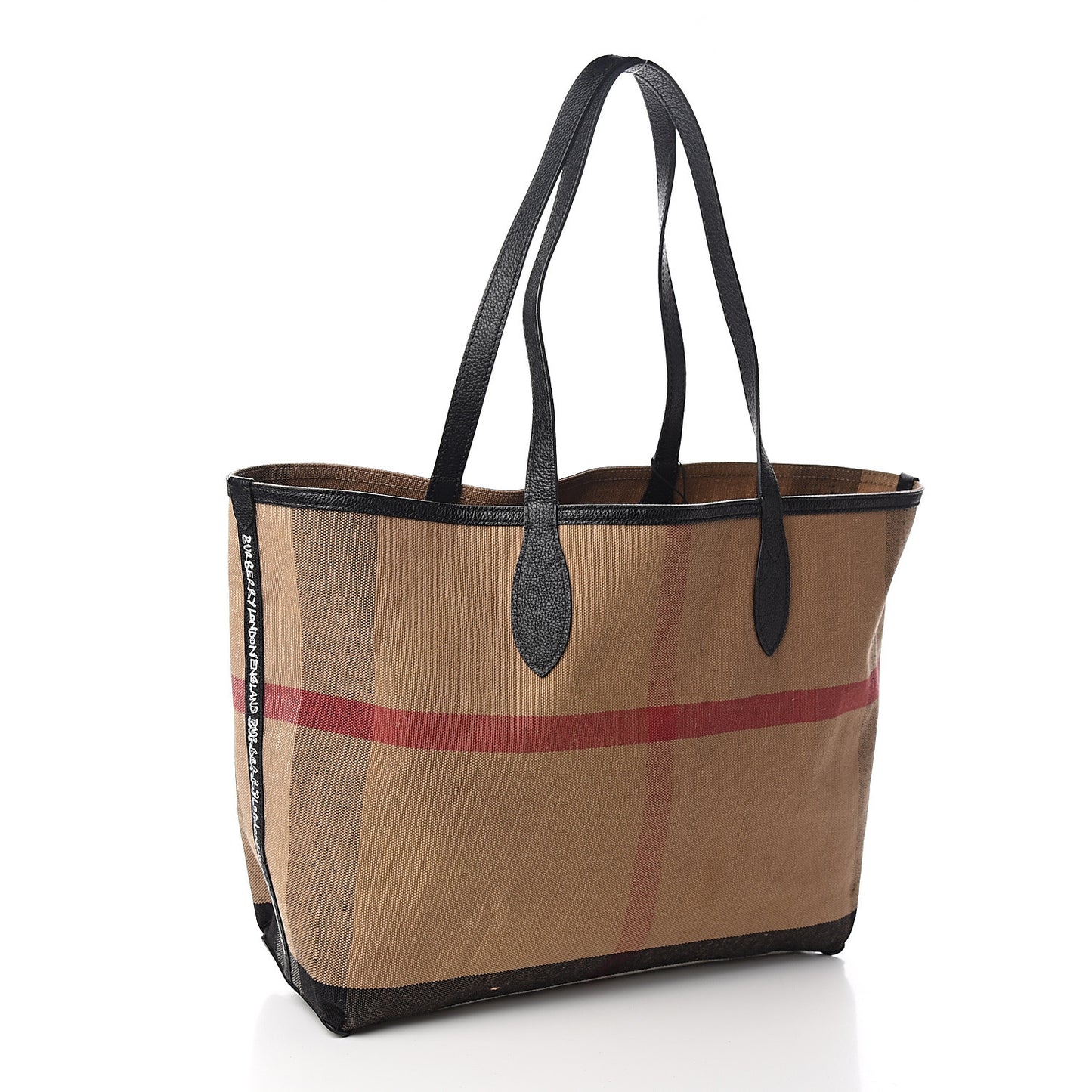 Coated Canvas Mega Check Medium Doodle Tote Black