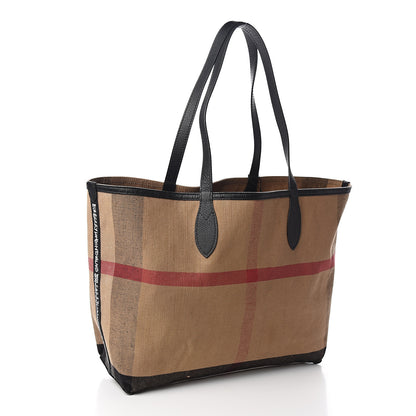 Burberry Coated Canvas Mega Check Medium Doodle Tote Black 5 of 14